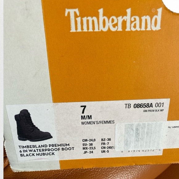 Timberland Premium 6” Waterproof Boot Black Lace Up Women’s Size 7 NWT Y2K - Picture 10 of 16
